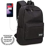 Backpack, Travel Water Resistant School Backpacks Canvas College Student Book Bag, Laptop Backpack with USB Charging Port for Women Men Fits 15.6