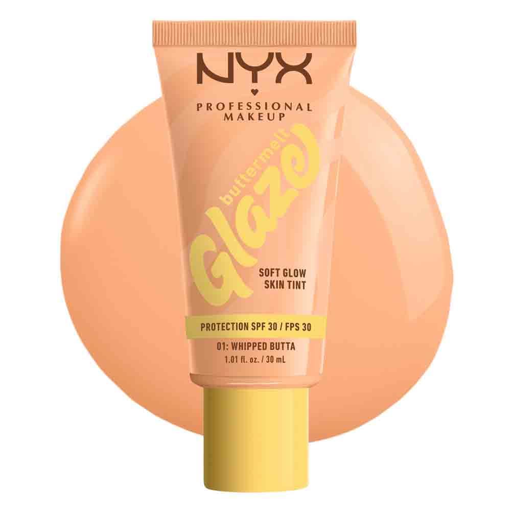 NYX Professional Makeup Skin Tint, Buttermelt Glaze Soft Glow Skin Tint for Face, with Niacinamide, Shea Butter and Mango Butter, with Up To 12 Hour Wear and SPF 30, Shade: Whipped Butta