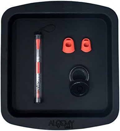 Premium Wax Carving Set - Black 8" Silicone Tray + 4.75" Stainless Steel Dab Tool + 7ml Jar + Fingertips (Red Tool Set)