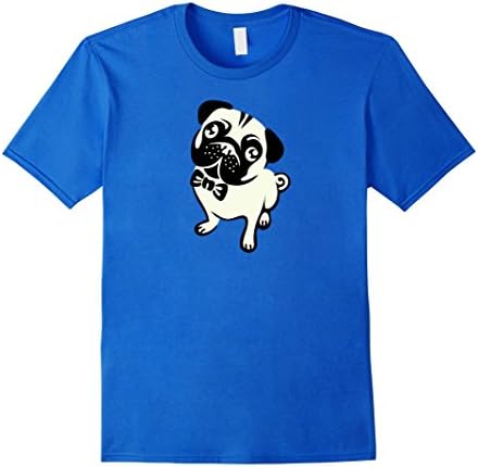 Men's Pug with Bow Tie T-Shirt Funny Tee for Dog Lovers Small Royal Blue