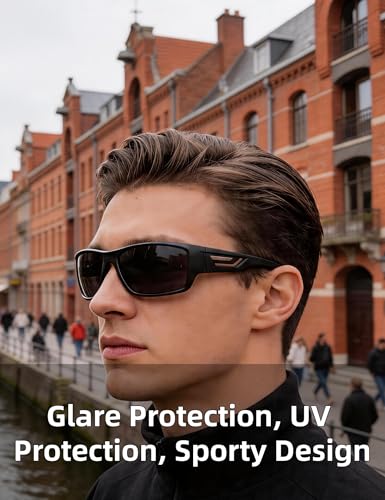 PUKCLAR Polarised Sports Sunglasses for Men Women - Lightweight TR90 Frame, UV400 Protection, Spring Hinges for Driving Cycling Running