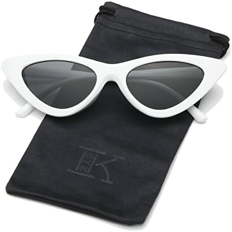 LKEYE-Goggles Vintage Cat Eye Sunglasses Retro Kurt Cobain Glasses LK1739 White Frame Grey Lens