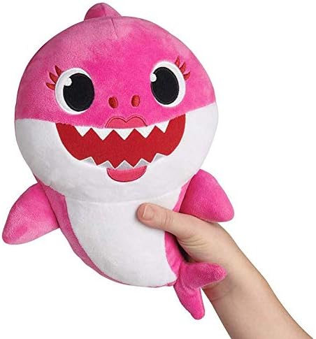 yuailiur Baby shark singing plush toy with lights Yellow Cartoon baby shark soft stuffed toy English song (red)