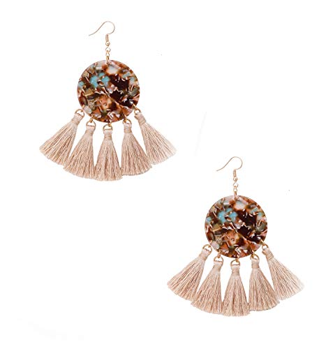 YAHPERN Acrylic Earrings for Women Girls Statement Geometric Earrings Resin Acetate Drop Dangle Earrings Mottled Hoop Earrings Fashion Jewelry(Brown)