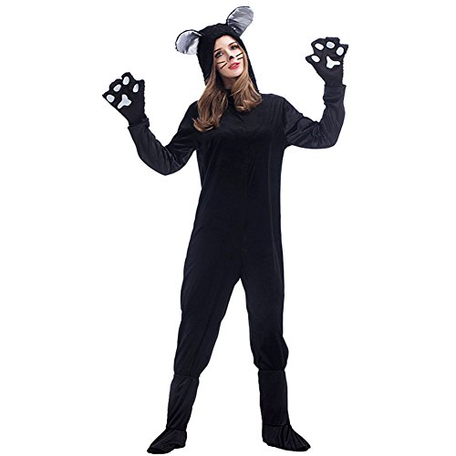 Halloween Black Cat Costume Womens Adult Kid Jumpsuit Cosplay Costume Suit