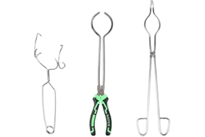 YIEPET Crucible Tong,Steel Gold Melting Furnace Holder Clamp,Small Melting Ceramic Crucible Dish Cup Whip Tongs Handle 2A