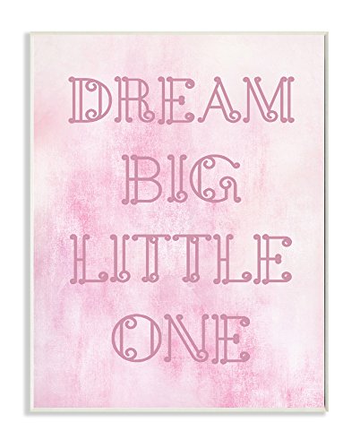 Stupell Home Décor Dream Big Little One Pink Loopy Text Wall Plaque Art, 10 x 0…