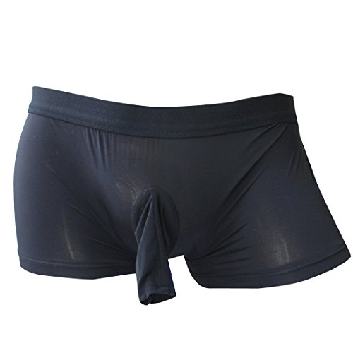 CHICTRY Men's Silky Boxer Briefs Shorts Long Sheath Sleeve Underwear Underpants Black One Size
