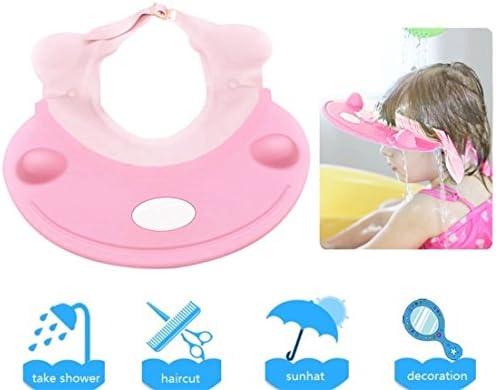 Baby Shower Cap - Soft Adjustable Bath Shampoo Visor Hat for Toddler, Baby, Kids, Children (Pink)