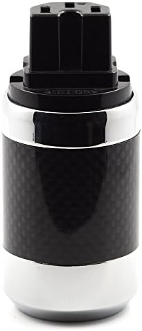 HiFiKing High-End Carbon Fiber Shell Rhodium IEC Plug Connector, Gold Plated Contacts, Black