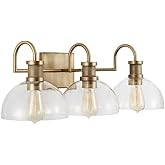 Capital Lighting 139133AD-497 Cassidy Mid-Century Clear Glass Dome Bath Vanity Wall Mount, 3-Light 300 Total Watts, 9" H x 27