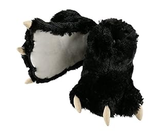 LazyOne Animal Paw Slippers by Fuzzy Slippers With Claws Monster Dinosaur Bigfoot Wolf Bear (X-Large, Black Bear)