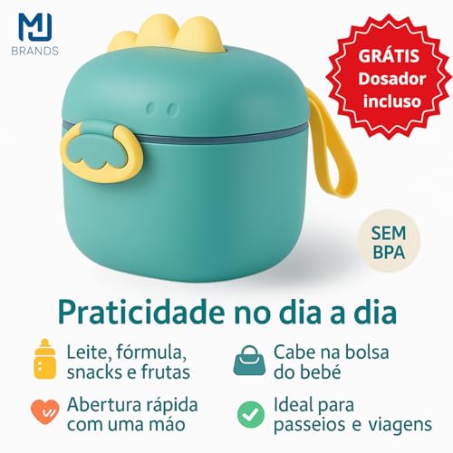 Porta Leite em Pó para Bebê – Com Dosador e Nivelador, Livre de BPA, Cor Verde – Pote para Passeio e Viagem, Armazenar Fórmula para Mamadeira, Tampa Segura, Fácil de Limpar