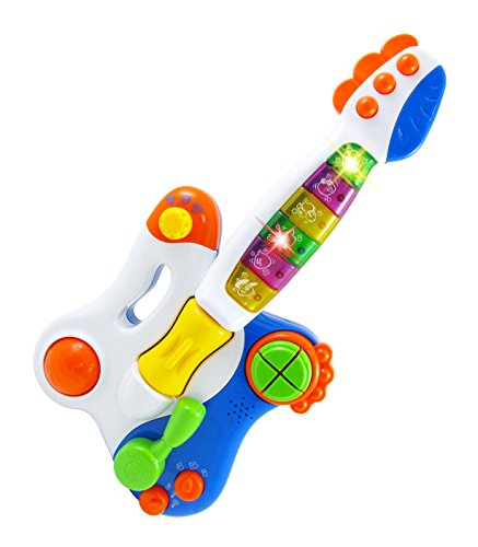 DJ Guitar Electronic Musical Toy Instrument with Interactive Buttons, Sounds, Lights for Toddlers