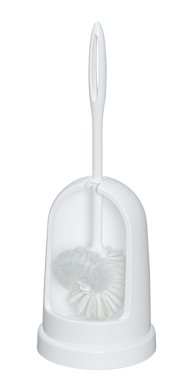 WENKO 19620100 WC brush set Standard White with rim cleaner, Plastic, 13 x 42 x 13 cm, White