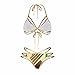 CFR Women's Tribal Two Pieces Bikini Set African Metallic Swimsuit Suit Cut Out Halter Neck Lace up Push up Top Bathing Suits Swim Beach Wear - #4,M UPS Post