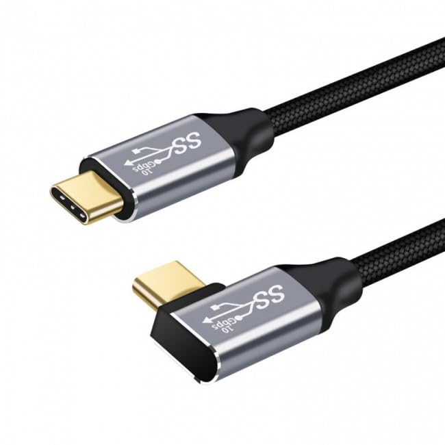 CY Cable USB-C USB-C 100W Type-C Male to Male Cable Left Right Angled USB3.0 20V 5A GEN2 10Gbps 100W Charging for Laptop Tablet Phone