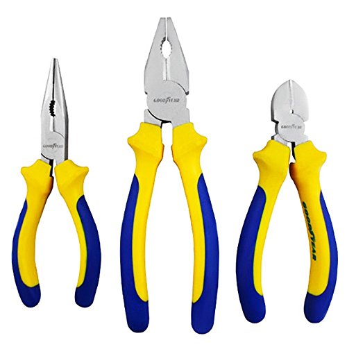 Jogo De Alicates 3 Pç Corte Universal Bico Marca Goodyear