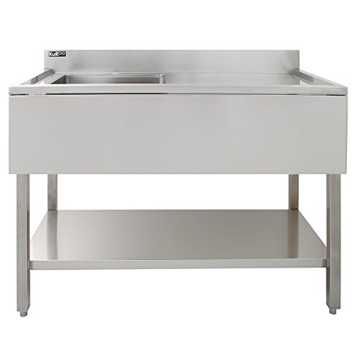 Kukoo Gastro Profi Edelstahl Edelstahlspüle Spültisch Spülbecken Waschbecken Gastrotische Spüle Spülbecken Gastro Becken Links Abtropffläche rechts 120cm x 60cm x 90cm mit Gratis Abflusssieb – Bild 4