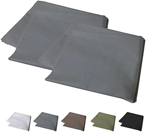 King Pillowcase Set of 2 Pillow Covers, 400 Thread Count, 100% Long Staple Brushed Cotton, Gray