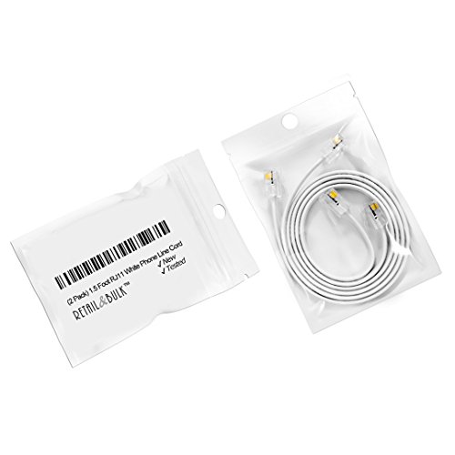 (2 Pack) 1.5 Foot Telephone Cable RJ11 Male to Male Phone Line Cord (18 Inch, White) - Thumbnail 2