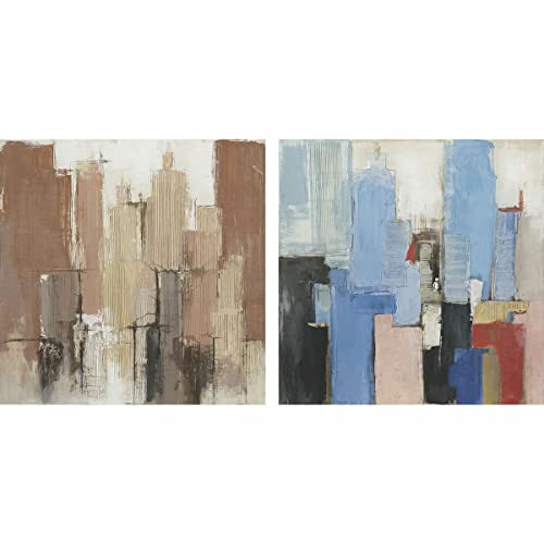 DKD Home Decor Quadro 100 x 2,4 x 100 cm Astratto Moderno (2 pezzi)
