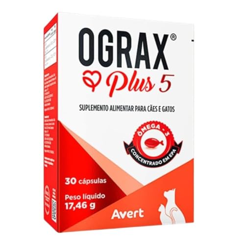 Ograx Plus 5 Avert 30 Cápsulas Suplemento para Cães e Gatos com Ômega 3 EPA e DHA Saúde da Pele e Pelagem Casa Buritis (1)