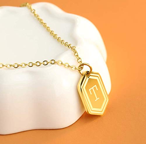 Gold Initial Necklaces for Women Girls, 14K Gold Plated Letter Pendant Necklaces Initial Layered Gold Necklaces for Women-B