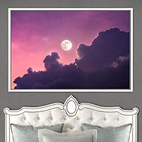 Framed Canvas Wall Art Lunar Aerial Astronomy & Space Expressive Global Moon Multicolor Photography Realism Warm - 16x24 inches