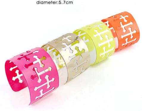 2014 New Design Hot Selling Colorful Alloy Cross Shape Hollow Out Punk Cuff Bangles with Free Jewelry Pouch