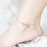 Dlakela Rose Gold Plated Stainless Steel Cable with Coins and Bells Anklets, 8.5