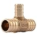 SharkBite 3/4 Inch x 3/4 Inch x 1/2 Inch Crimp Reducing Tee, Pack of 10, Brass Plumbing Fitting, PEX Pipe, PE-RT, UC412LFA10