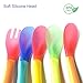 Maberry Baby Spoons and Forks Feeding Set, 5 Pack Soft Silicone Tip Heat Sensitive Toddler Utensils First Stage for Self Feeding, BPA Free Baby Dishes, Baby Heat Spoon Kit Multi Color Infant Spoons