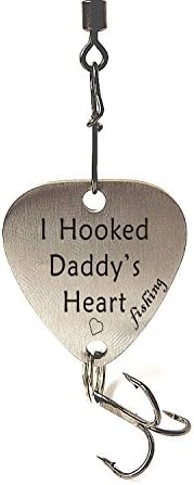 DJwindy Stainless Steel Fishing Lure with Sweet Words I Hooked Daddy's Heart,Great Gift for Fisherman.