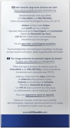 NIVEA MEN Anti-Age Hyaluron Feuchtigkeitscreme, Gesichtspflege für Männer mit Hyaluron, Pro-Retinol und LSF 15, Gesichtscreme für 24h Feuchtigkeit und sichtbare Faltenmilderung (50 ml) 9