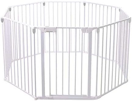 Jkr ペットサークル 高さ74cm 中小型犬 猫 うさぎなど小動物用 ペットフェンス 折りたたみ式 形組み換え可能 ジョイント式 ダブルロック 金属製 ケージ 爽やかなホワイト 日本語取扱説明書付き