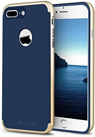 iPhone 7 Plus Case, Ambercase Drop Protection Slim Flexible TPU Case Cover with PC Bumper, Shock Absorption Anti-Slip/Scratch Grip Case for Apple iPhone 7 Plus (5.5 Inch)-Navy Blue &amp; Champagne Gold