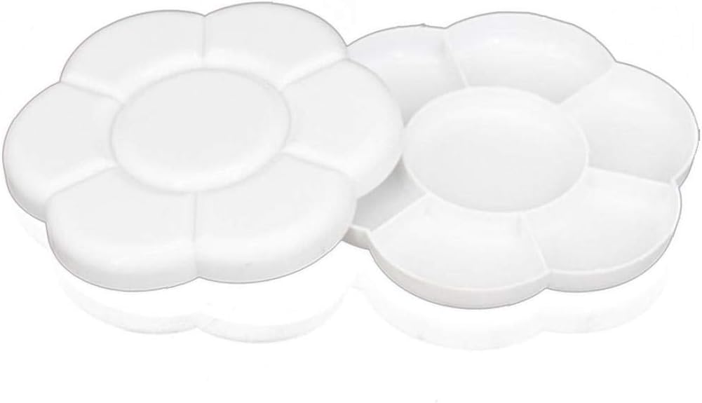 1 Pair Flower Paint Palettes Artist Watercolor Acrylic Paint Holes White Paint Tray Palettes Flower Shape Plastic Painting Palette White