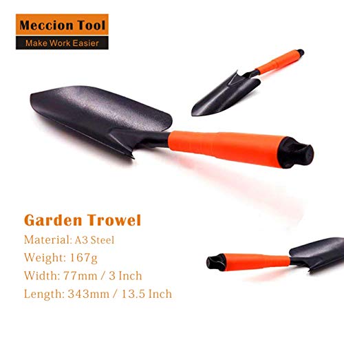 Meccion Garden Trowel, Heavy Duty Garden Shovel with Ergonomic Comfort Grip & Rust Resistant, Professional Gardening Tool for Weeding, Transplanting and Digging in Garden Beds