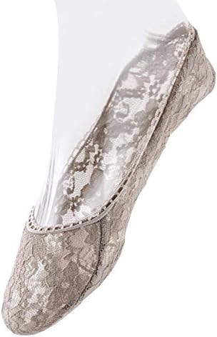 Pretty Lace No Show Flat Shoes Liner Padded Sole Socks (Mocha)