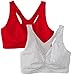 Hanes Women's Comfort-Blend Flex Fit Pullover Bra (Pack of 2),Heather Grey/Formula One Red,Medium