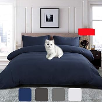 Ultra Soft Duvet Cover Set King Size 1800 Series Zipper Closure Duvet 3 Pieces Quilt Comforter Protector Cover ( 1 Cover & 2 Pillow Shams ) Wrinkle Fade Resitant (NO DUVET or PILLOW) (King, Navy Blue)