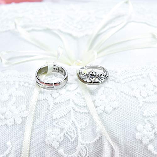 Timoo Ring Bearer Pillow, 7.87" Wedding Ring Pillow, White Ring Pillows for Wedding