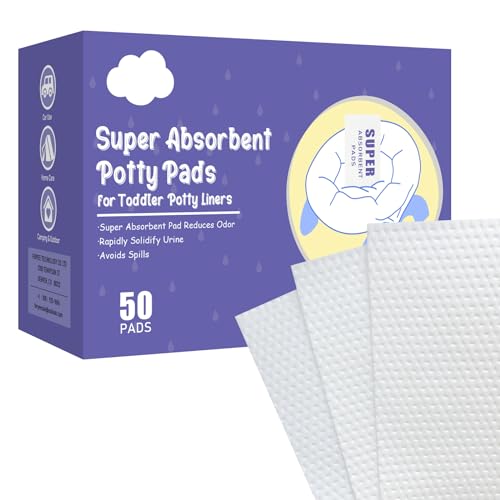 REFLYAWAY 50 Packs Super Absorbent Urine Pads Portable Child Used with Travel Potty Bags Disposable Liners for Toddlers, Toilet Seat for Kids Pee Training