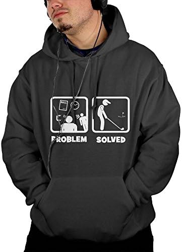 Httylo Hoodies Problem Solved Golf Player Mens 100% Cotton Hoodies Graphic Hooded Sweatshirts With Pockets