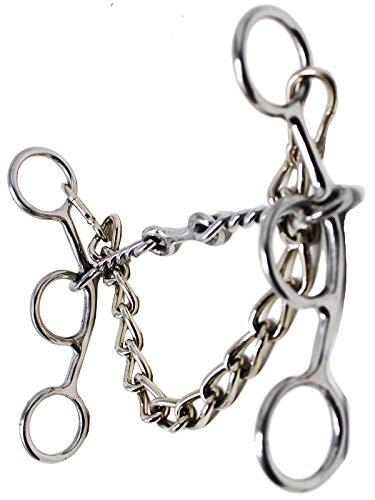 CHALLENGER Professional Equine 3 Piece Twisted Wire Bit Dog Bone Snaffle Horse Bit 35620D