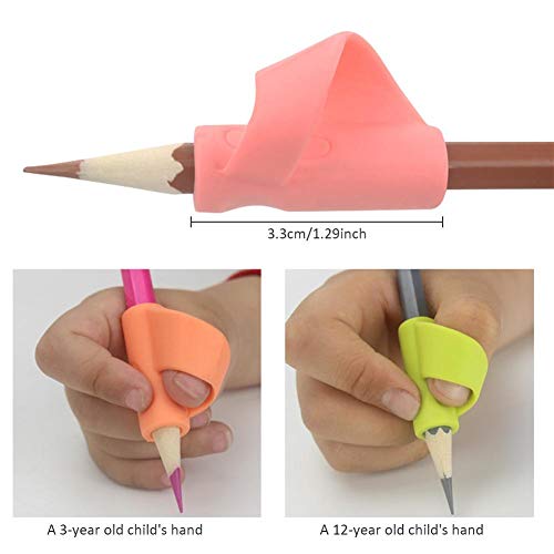 Pencil Grip 3PCS/Set Children Pencil Holder Silicone Pen Grippers Pen Writing Aid Grip Posture Correction Tool for Kids Student Toddlers Preschoolers Kindergarten and Adults - Color Random