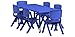 Flash Furniture 24''W x 48''L Rectangular Blue Plastic Height Adjustable Activity Table Set with 6 Chairs
