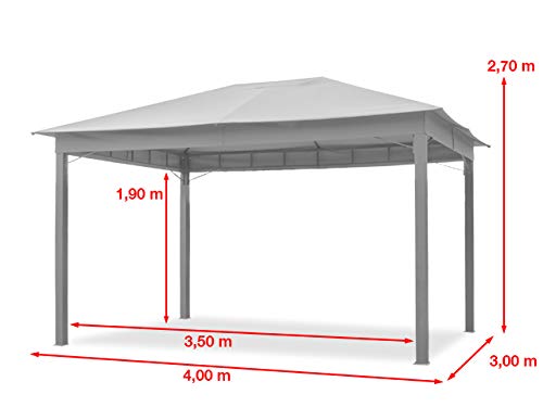 TOOLPORT Gartenpavillon 3x4 m ALU Premium ca. 220 g/m² Dachplane wasserdicht Pavillon 4 Seitenteile Gartenzelt hellgrau ca. 9x9cm Profil – Bild 6