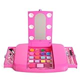 IQ Toys Pretend Play Makeup Kit for Girls Little Fairy Princess Beauty Star Light Up Vanity Cosmetic Set with Mirror